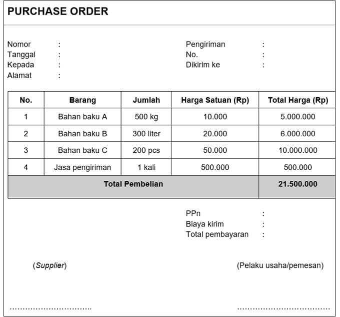 contoh purchase order